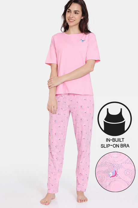 Buy Zivame Tell A Tale Knit Cotton Pyjama Set Candy Pink at Rs